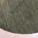 Forest green round wool rug, handmade handloom area rug for living room