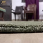 Forest green round wool rug, handmade handloom area rug for living room