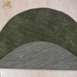 Forest green round wool rug, handmade handloom area rug for living room