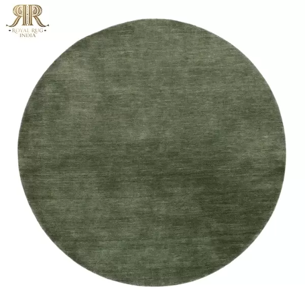 thumbnail web green Round forest green wool rug, soft handmade carpet for modern home decor